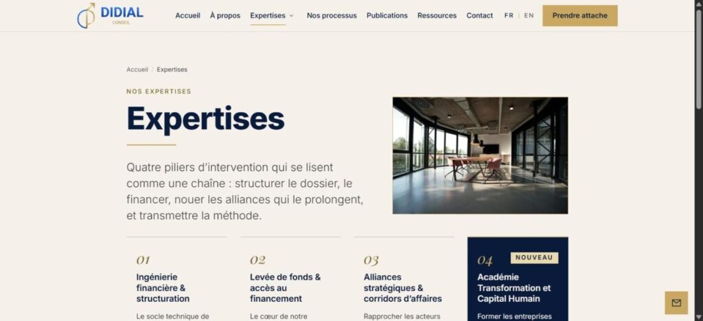 Les quatre piliers d'intervention présentés comme une chaîne : structurer, financer, allier, transmettre.