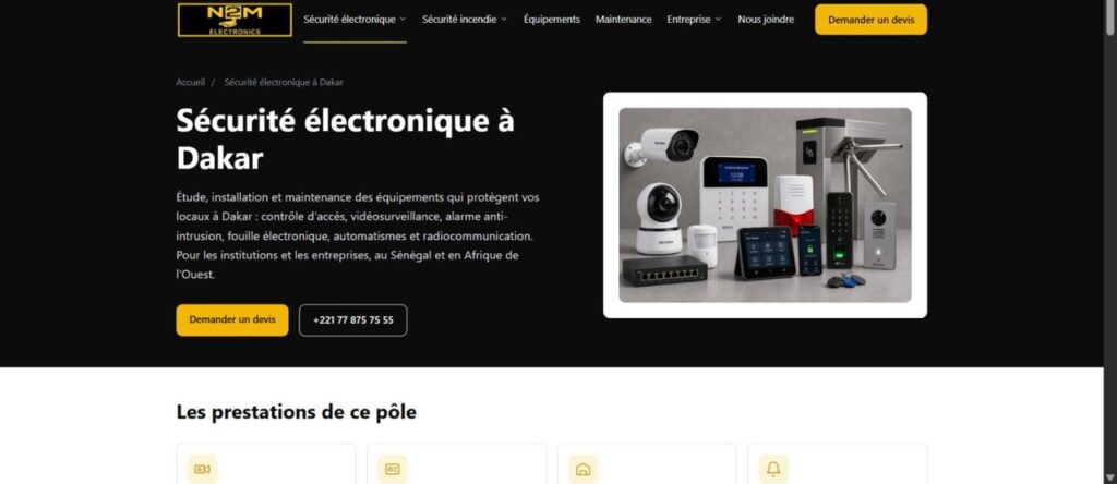 Une page par pôle, avec ses prestations détaillées — et des visuels qui passent désormais par la médiathèque.