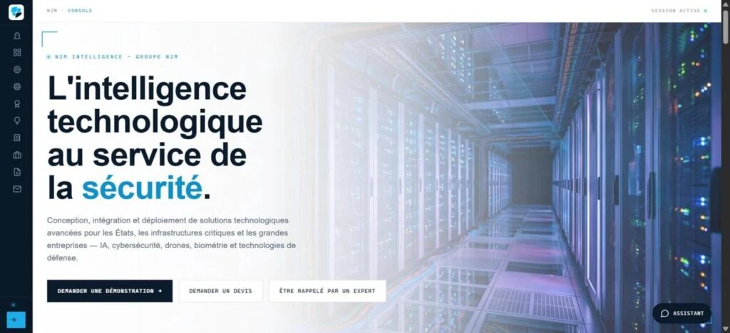 L'accueil au vocabulaire défense-tech, avec les trois portes d'entrée d'un donneur d'ordre : démonstration, devis, rappel par un expert.