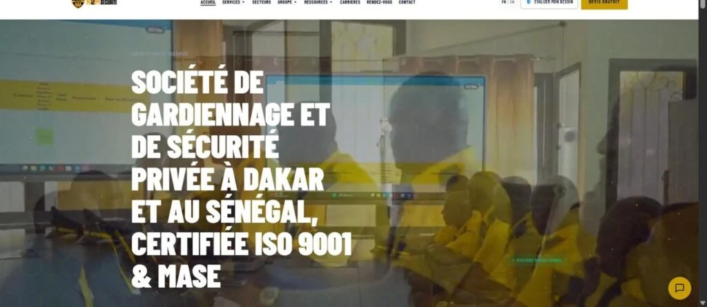 L'accueil : le positionnement et les certifications ISO 9001 et MASE annoncés d'entrée, avec l'évaluation de besoin en accès direct.