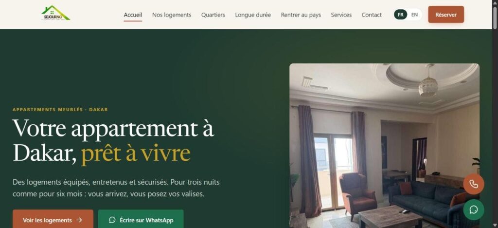 L'accueil : le logement d'abord, et la réservation accessible dès le premier écran.